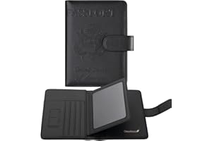 Deziliao Waterproof PU Leather Passport Holder with Vaccine Card Slot, Black, Unisex