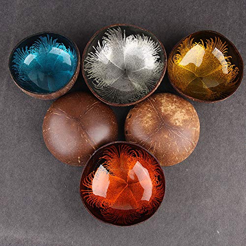 Emousport Coconut Shell Key, Candy Bowl Table Key Storage Section Coconut Bowl Ink Creative Ornament Creative Storage Bowl (Purple)