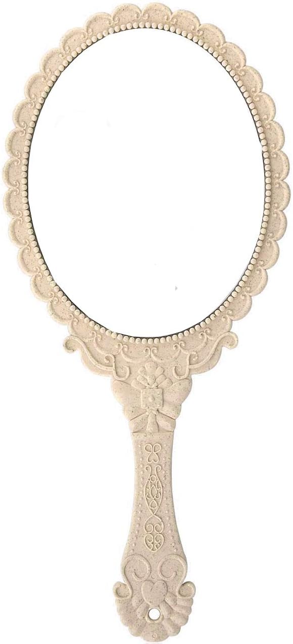Weahre Hand Mirror Makeup Mirrors Handheld Decorative Personal Vintage Cosmetic Travel Mirrors (Beige): Furniture & Decor