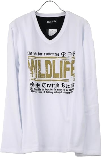 Amazon 長袖tシャツ メンズ 厚手 Vネック カジュアル カットソー フェイクレイヤード S 03 ホワイト Ll Tシャツ カットソー 通販