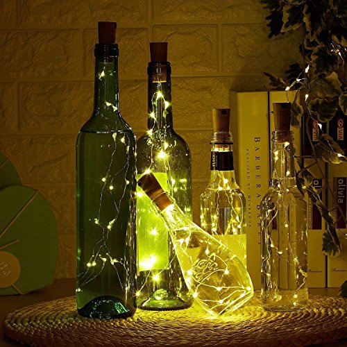 Wine Bottle Lights - LED Cork Lights for Bottle 20 LEDs, Battery Powered - Copper Wire Starry String Lights for Bottle DIY, Party, Decoration, Wedding (Pack of 9, Warm White)