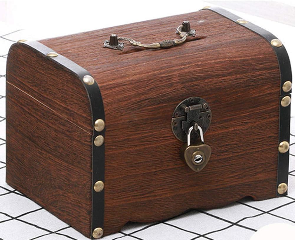 szdc88 Tirelire avec Serrure et clés,Tirelire en Bois Tirelire Tirelire