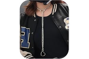 HUASAI Heart Slip Chain Necklace Punk Cuban Long Necklace Jewelry for Women Stainless Steel Adjustable Lariat Y-Necklace Heart Locker Necklace 24inch Length