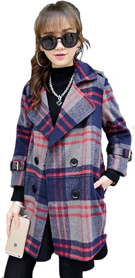 Amazon レディース チェスターコート チェック柄 ジャケット ｐコート オシャレなチェック柄デザイン カジュアルなコーディネート 保温 あったか 秋冬物 L コート ジャケット 通販