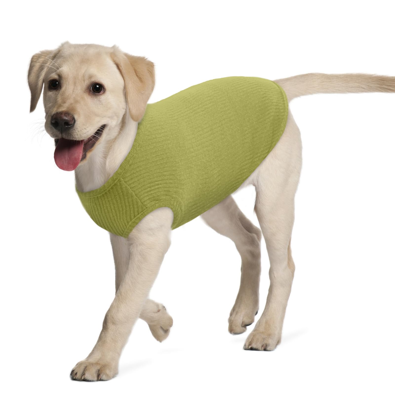 Hjumarayan Dog T Shirt - Summer Knitted Jumpers Soft Stretchy Clothes for Medium Dogs Shirts, Striped Tshirt for Slim English Bulldog, Puppy Labrador, Small Golden Retriever (Chartreuse XXL)