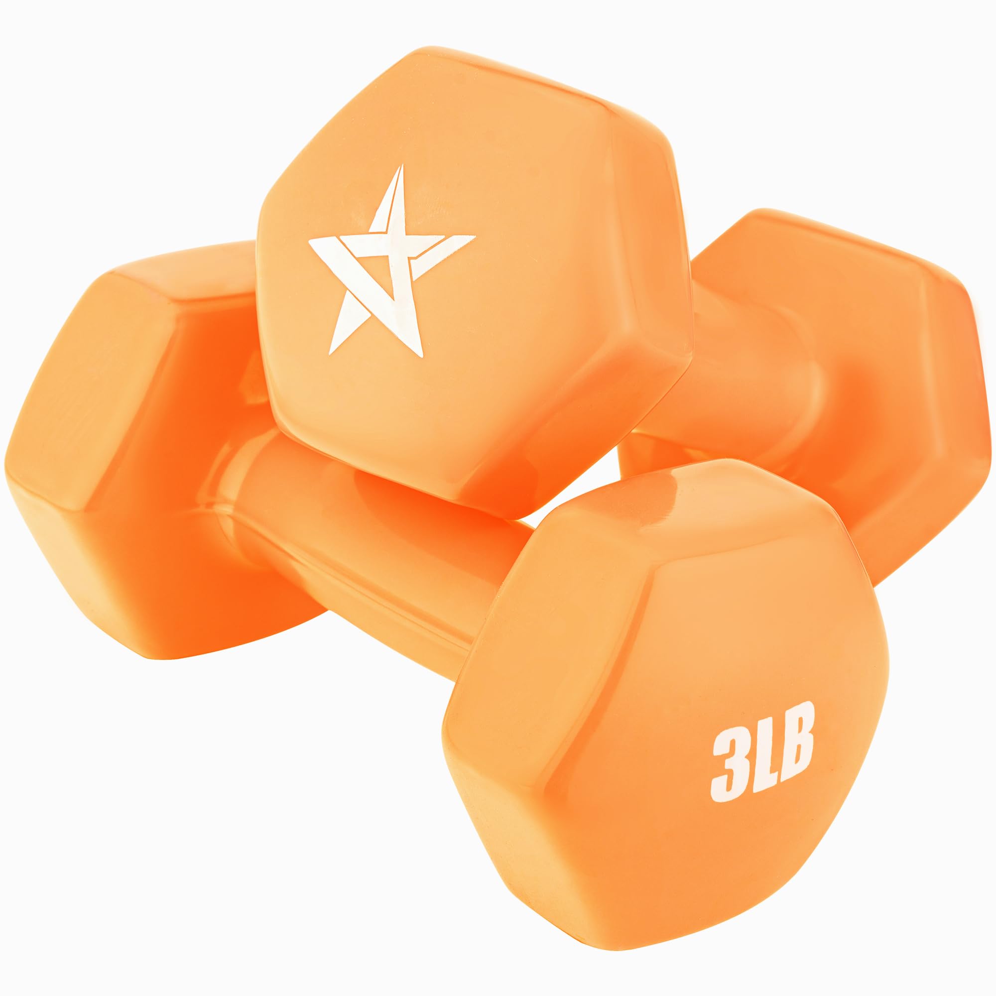 Photo 1 of Yes4All Dumbbell Vinyl Coated - 3 lbs - Blazing Orange - Pair