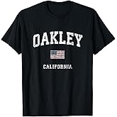 Oakley California CA Vintage American Flag Sports Design T-Shirt