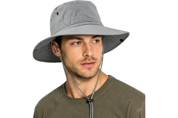 UNIPRIMEBBQ Fishing hat Wide Brim Sun Protection Hat with Breathable Safari hat Fisherman hat Hiking Boonie Hats for Man