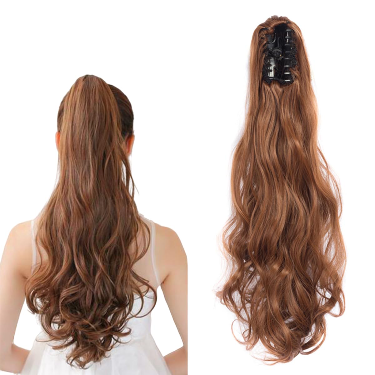 prinfantasy Claw on Ponytail Hairpiece Clip in Pony Tail Hair Extensions Wrap around Bonding Hairpieces Curly Wavy GBMW012