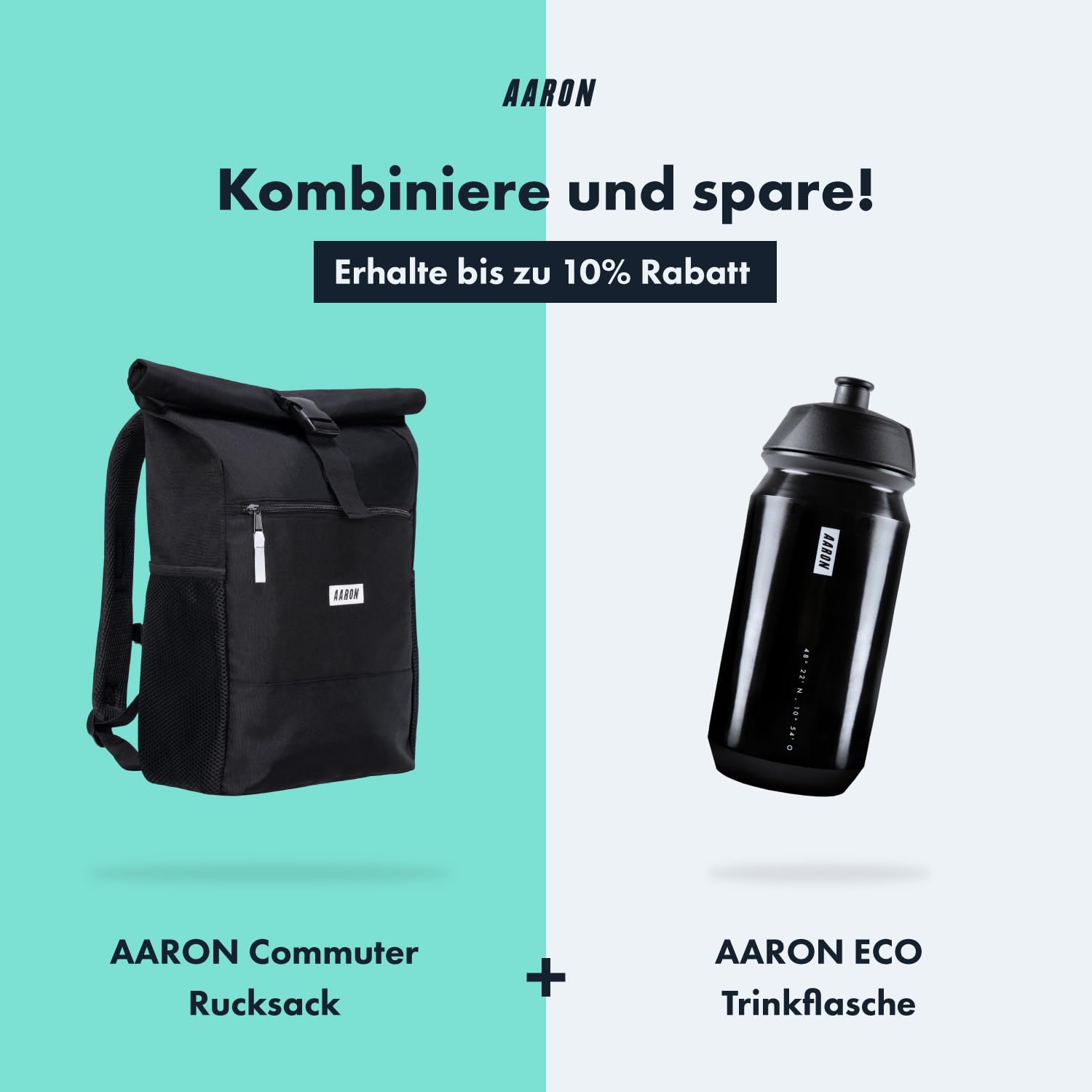AARON Rolltop Rucksack Damen und Herren, mit Laptopfach, inkl. AirTag Halter, Daypacks, Rollrucksack aus recycletem PET für UNI, Reisen, Alltag, Rolltop Backpack in schwarz und Blumen 7