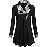 VALOLIA Women's Casual Swing Sweatshirt Long Sleeve Zipper Lapel Fashion Pullover Tunic