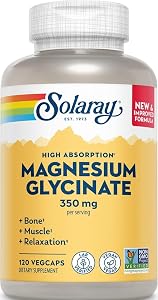 SOLARAY Enhanced Absorption Magnesium Glycinate 350 mg, 120 VegCaps | Muscle, Bone & Heart Support, Chelated Magnesium Bisgly