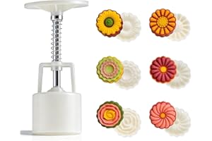 Moon Cake Molds Set, 6PCS Rose Flower Moon Cake Mold Mooncake Mold Press Mid Autumn DIY Pastry Molds Hand Baking Bakery Home 