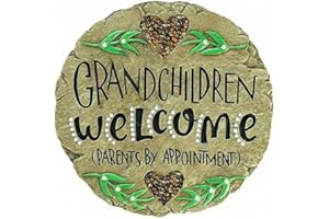 Carson Welcome Garden Stone, Garden Decor Stepping Stones with Beadworks Decorative Home Accent, Round, 9.5 x 9.5 inches