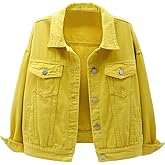Locachy Women's Casual Denim Jacket Solid Color Basic Long Sleeve Jean Jacket Coat