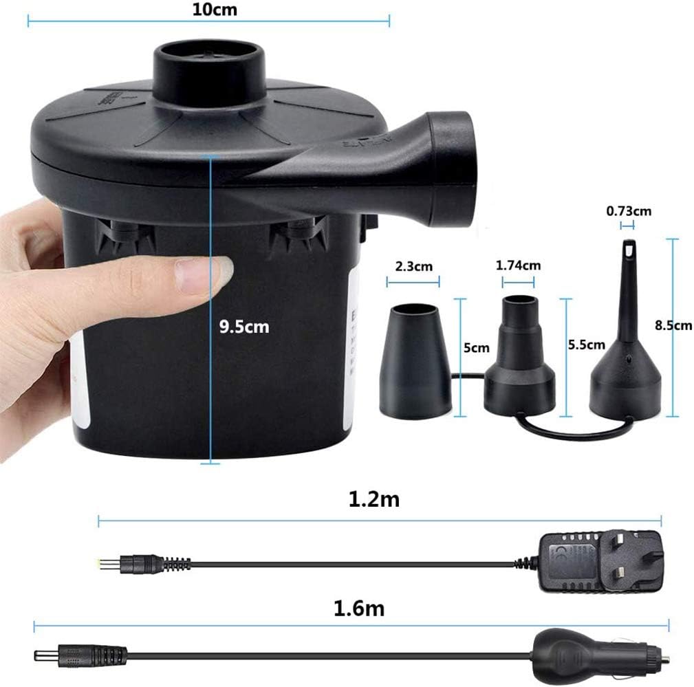 CHIVENIDO 2Way Electric Air Pump, Portable Quick-Fill AC/DC Air Pump Inflatable/Deflatable Pump Air Bed Swimming Ring Air Mattress Pool Toy Raft Boat Outdoor Camping: Sports & Outdoors