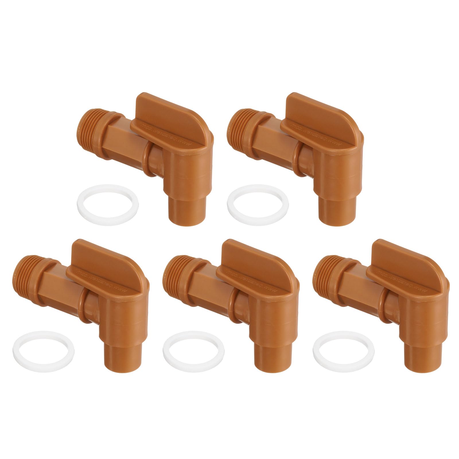 PATIKIL 2" Plastic Spigot Faucet, 5 Packs Barrel Faucet Durable Polyethylene Material Replacement Spigot for 15/30/50 Gallon Plastic & Steel Drum, Brown