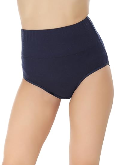 Navy Blue Poly Cotton Solid Panty for Women