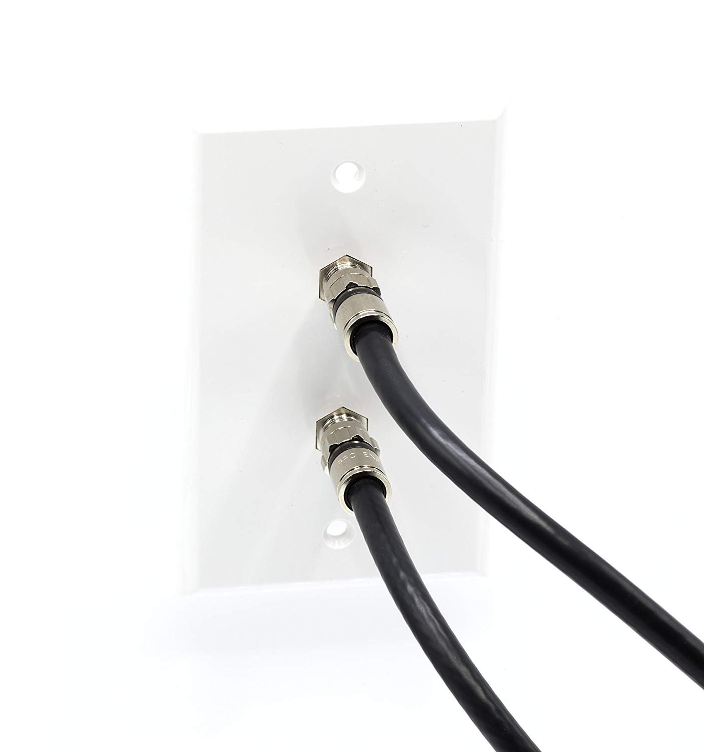 THE CIMPLE CO White Video Wall Jack For Twin (Dual Coax Cable) F Type
