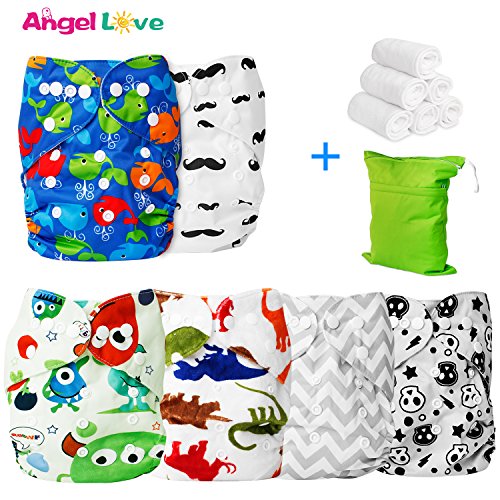 Cloth diapers, angel love 6 pack diaper covers+6 diaper inserts+1…