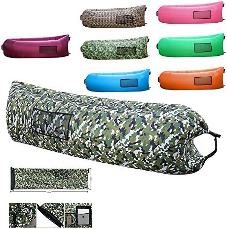 Polan™Fast Inflatable Air Lounger,Waterproof Durable Fabric Lazy Bag for Swimming Pool,Portable Air Sleeping Sofa for Camping Beach Park Backyard (navy white)