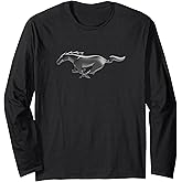 Ford Mustang Modern Pony Logo Long Sleeve T-Shirt
