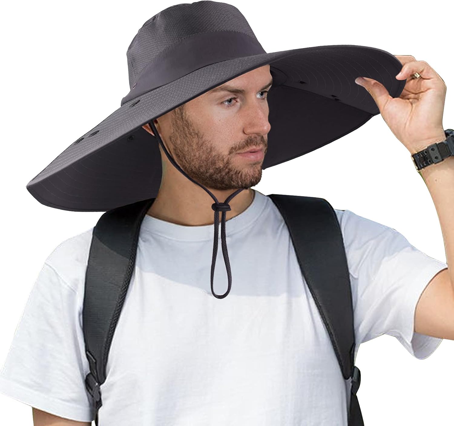 Wide Brim Fishing Hat, UPF 50+ Sun Protection Boonie Hat with Removable ...