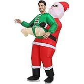 Searhmomo Inflatable Santa Costume for Adult, Christmas Inflatable Costume Santa Claus Blow Up Costumes for Men Women Christmas Cosplay Party