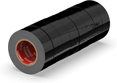 ERKO Electrical Insulation Tape Black 8 Pack 3/4in x 66ft 19mm x 20m