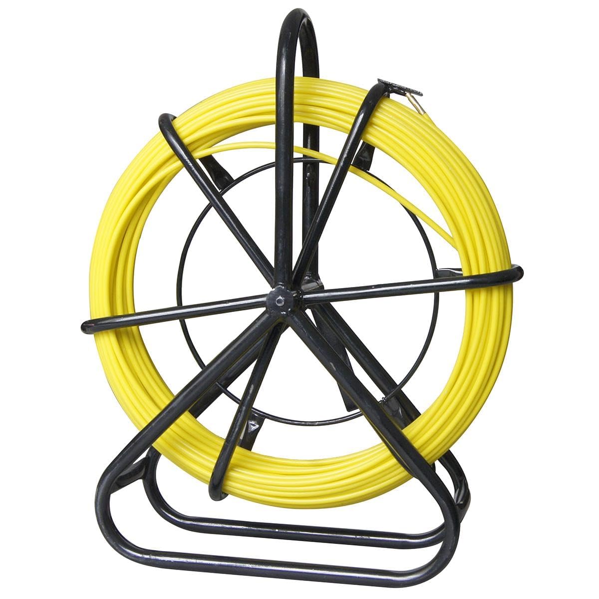 KATSU Fiberglass Duct Rodder 6x50M with Steel Stand and Brake, Fiberglass Electric Cable Installation Tool, Electrician Pipeline Cable Running Threader Fish Tape Puller 312365