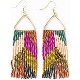 INK+ALLOY Beaded Earrings for Women Dangling, Whitney Medium Fringe Statement Boho Earrings, Hypoallergenic Handmade Jewelry for the Modern Bohemian, 3.25-Inch Length