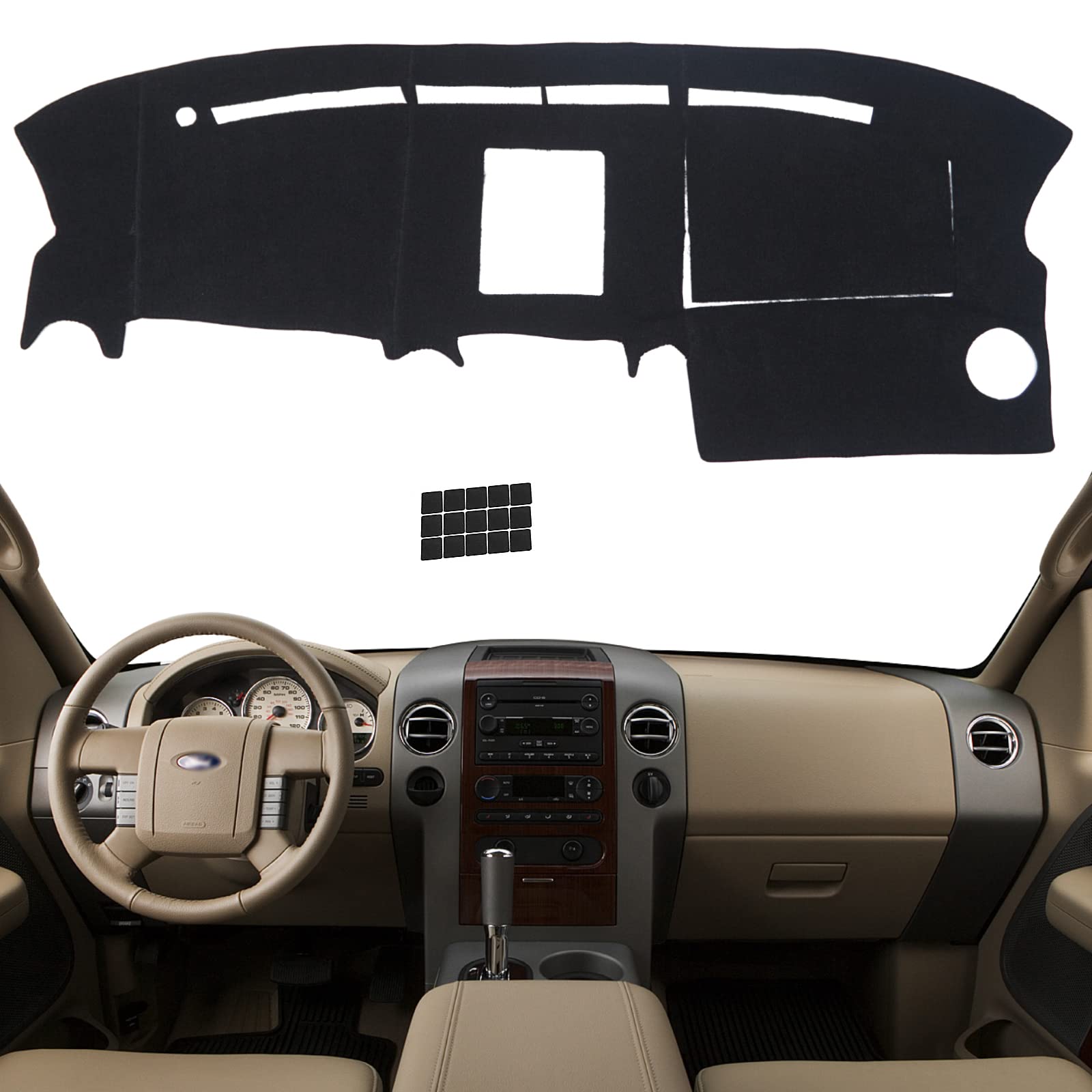 Photo 1 of KEYOOG Dashboard Cover Dash Mat Fit for 2008-2004 Fo-rd F-150 (for Left Hand Drive),Car Dash Board Mat Anti-Glare Carpet,Non-Slip Pad Sunshield Protector (Black)