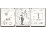 Law Patent Prints Set - Law Office Decor - Rustic