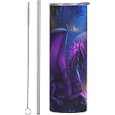 Siiuuol Purple Dragon Art Tumbler 20 Oz Coffee Cup with Lid and Straw Stainless Steel Mug Insulated Tumbler Travel Mug Home Office Gifts