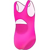 Alikhonf Girls Swimsuits One-Piece Bathing Suits Multicolor Kids Back Cutout Summer Beach Swimwear for Water Sport