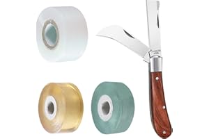 MIDOUWEST Garden Grafting knife,Stainless Steel Double Blades Rosewood Handle Pruning Knife,3 Grafting Tape Buddy Tape for Fruit Trees,Gardening Grafting Tool