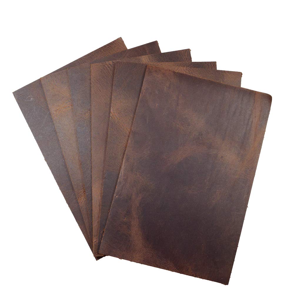 Hide & Drink, Rustic Durable Thick Leather Rectangles (4 x 6 in.) 6 Piece Set for Crafts, Tooling, Hobby Workshop, Gun Holster Apron, Notebook Covers, Heavy Weight (1.6-1.8mm) :: Bourbon Brown