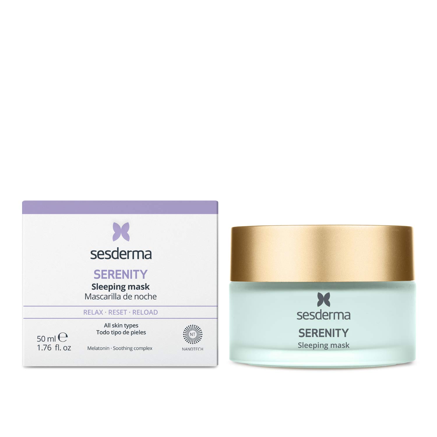 Sesderma | SERENITY Overnight Mask | Acts Throughout the Night Providing an Incredible Glowing Effect on the Face, Neck and Décolleté | Relaxing Moisturising Face Mask | 50 ml