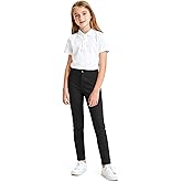 KEREDA Girls School Uniform Skinny Pants with Pockets, Elasticized Waistband, School Pants for Teen Girls Clothes
