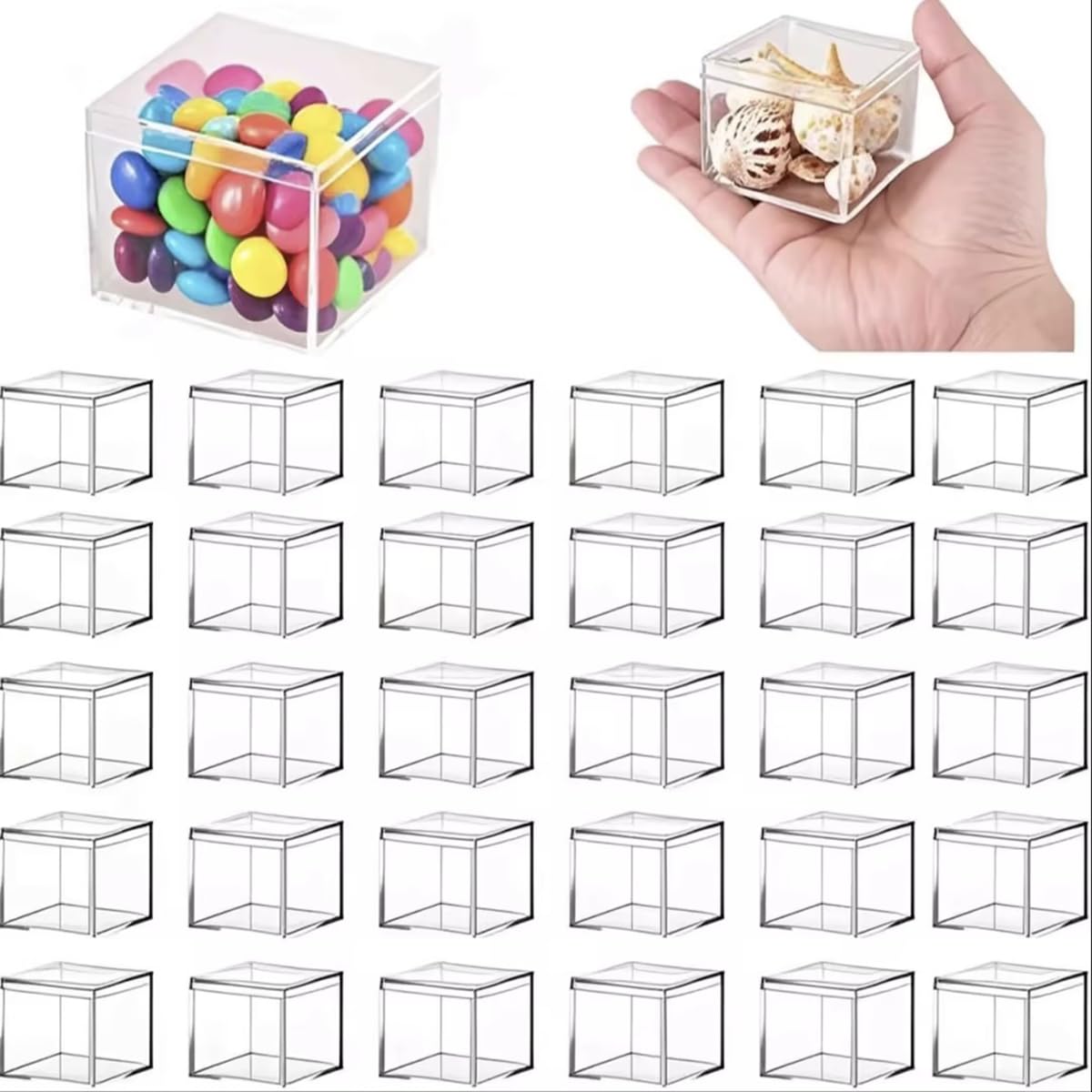 Photo 1 of Gonice Acrylic Clear Box with Lid, 30 PCS 2.2x2.2x2.2 Inch Plastic Box for Organizer Storage Box for Candy Pill and Tiny Jewelry (30)