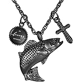 XIUDA Fish Urn Cremation Necklace for Ashes Urn Necklaces for Human Ashes in Loving Memory of Dad Fishing Locket Ashes Holder Keepsake Cremation Memorial Pendant Jewelry