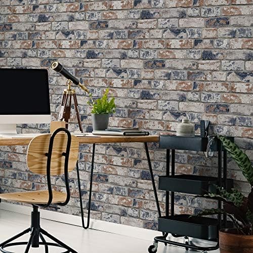 Fresco Navy Red Industrial Distressed Brick Wallpaper Amazon Co Uk Diy Tools