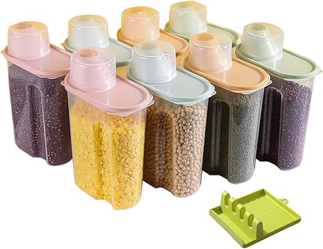 Amazon 密閉食品保存容器 穀物保存タンク 計量カップ付き透明防塵キッチン収納ボックス ドライフルーツ お茶 砂糖 保存容器 キャニスター オンライン通販