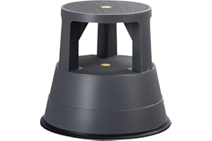 GLACER Nightcore Rolling Step Stool Kick Stool Ladder w/Non-Slip Platform Retractable Swivel Casters Firm Rubber Base, Home Appliance Mobile Scooter for Upper Cabinets High Closet, 330 LBS Weight Capacity