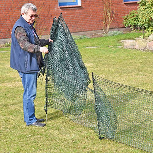 VOSSfarming-Gartennetz-Universal-Begrenzungszaun-Classic-20-m-Premium-80-cm-12-Pfhle-dunkelgrn-Hundezaun-Welpenzaun-Beetschutz