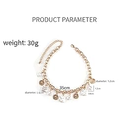 Gold Charm Necklace for Women White Pearl Choker