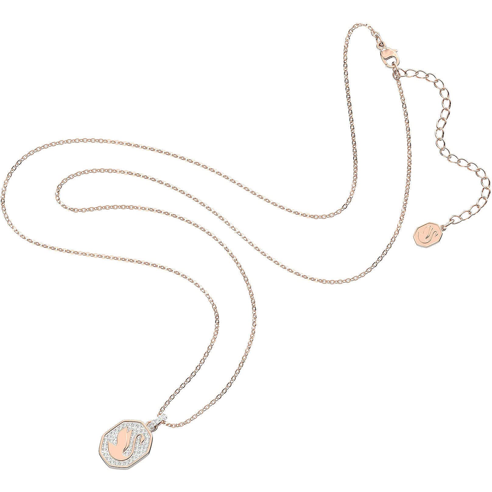 Swarovski Swan Necklace, Pavé Crystals in a Rose Gold Tone Plated Setting, from the Signum Collection
