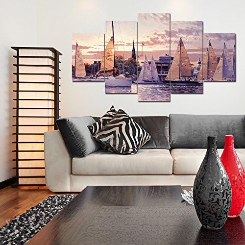 Hqatpr Cuadros Lienzos Modernos Salon Sofa Pared De Fondo Navegacion Marina Sin Marco Pintura Cinco Combinaciones Pintura Al Oleo Colgando Cinco Piezas Pintura Decorativa Amazon Es Hogar
