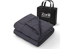 ZonLi Weighted Blanket (60"x80", 10lbs, Grey), Queen Size Weighted Blanket for Adults, High Breathability Heavy Blanket, Soft