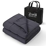 ZonLi Weighted Blanket for Adults (48"x72", 12lbs, Dark Grey) Twin Size High Breathability Cooling Heavy Blanket, Soft Material with Premium Glass Beads, All-Season, Easy Care